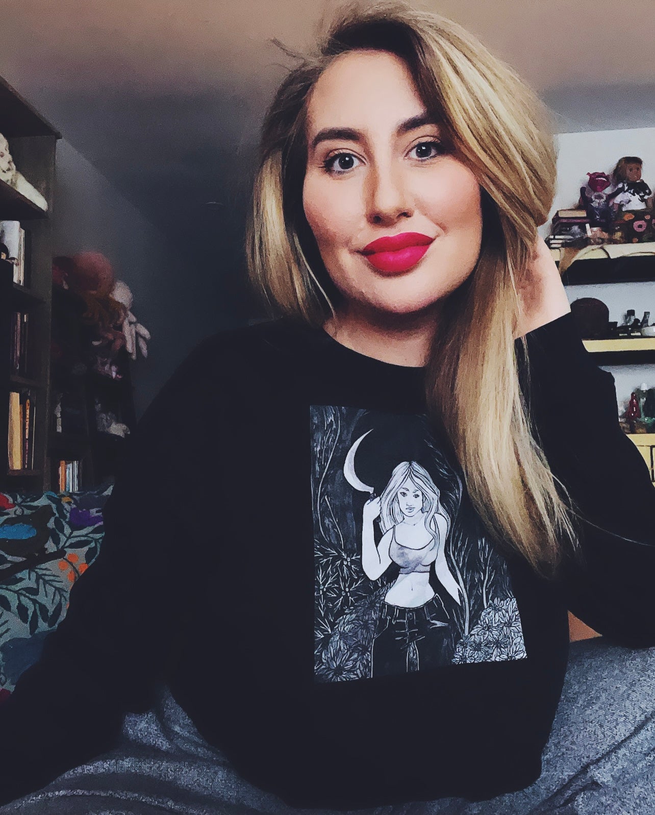Curse and Cure Book Cover Black Femme Crop Sweatshirt