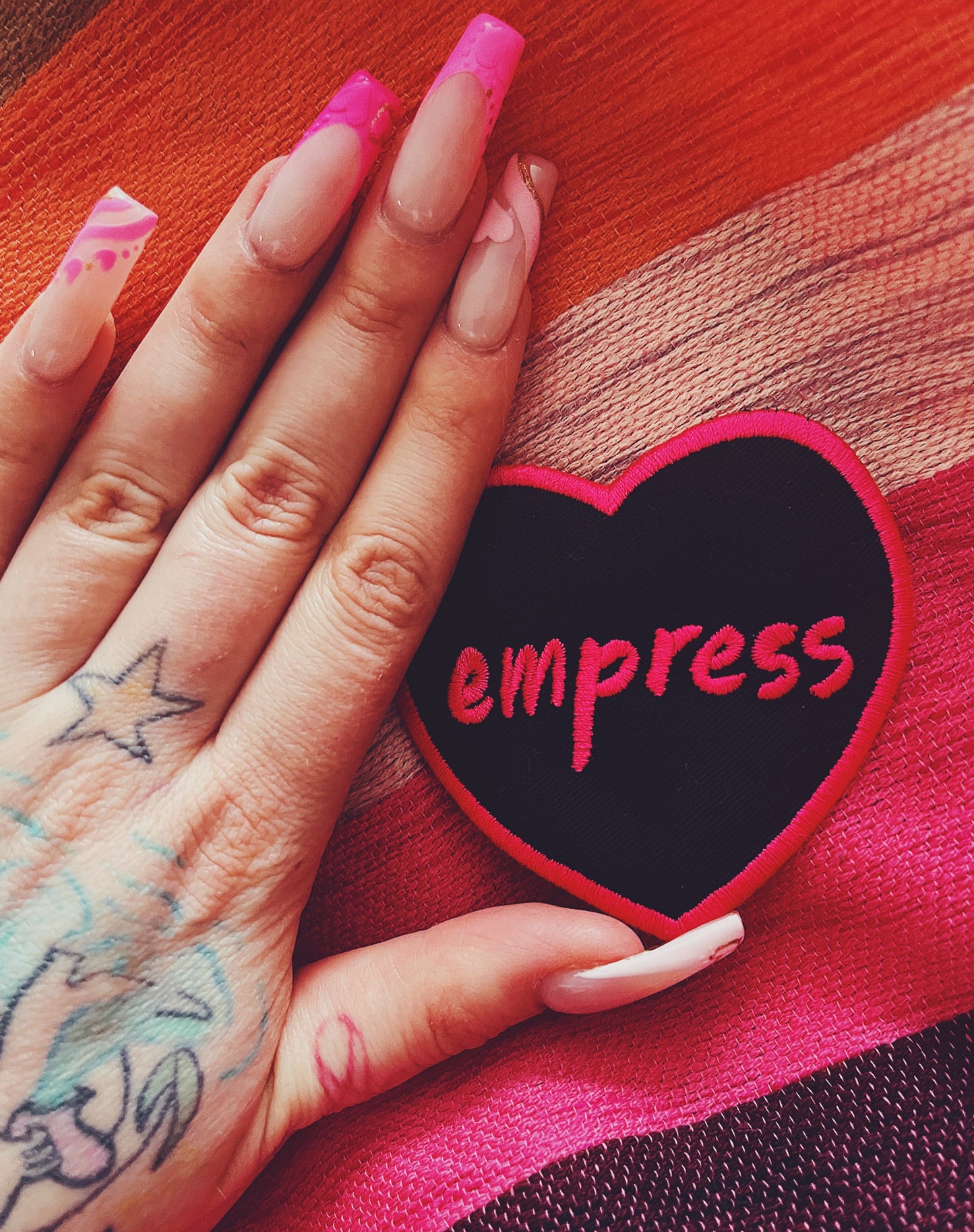 Hot Pink and Black Empress Embroidered Patch