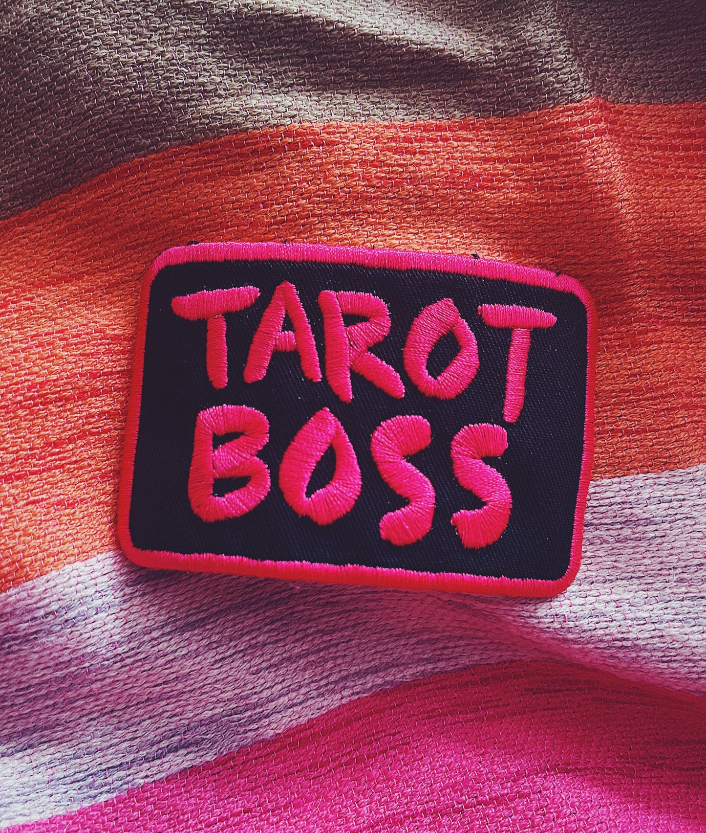 Hot Pink and Black Tarot Boss Embroidered Patch